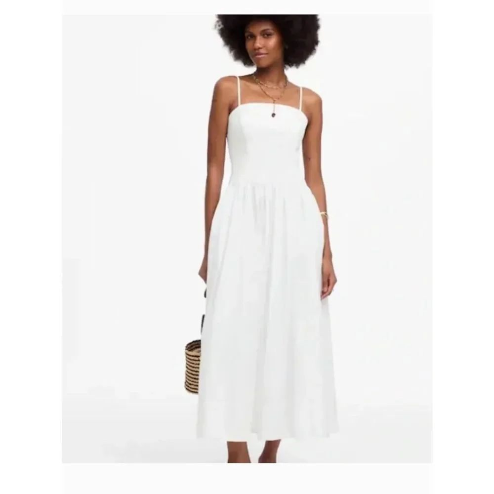 Madewell White Cotton Poplin Cutout Back Midi Dress Size 0